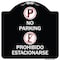 Signmission No Parking Prohibido Estacionarse W/ Heavy-Gauge Aluminum Sign, 18" x 18", BW-1818-23595 A-DES-BW-1818-23595 - alternate 1